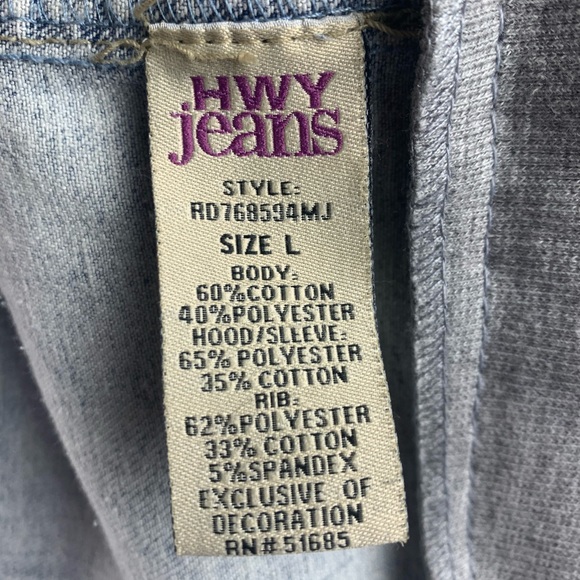 Highway Jeans Sweatshirt Hoodie Denim Jacket - Picture 7 of 7